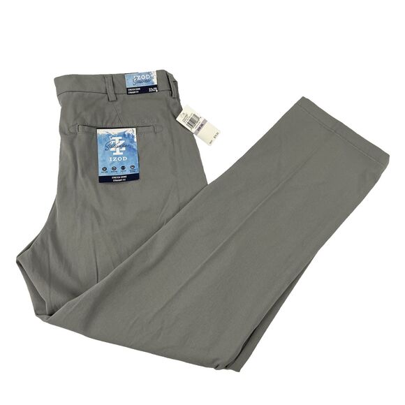 New Mens IZOD Saltwater Stretch Chino Straight Fit Pants Sz 32x29 NWT Gray - Picture 1 of 8